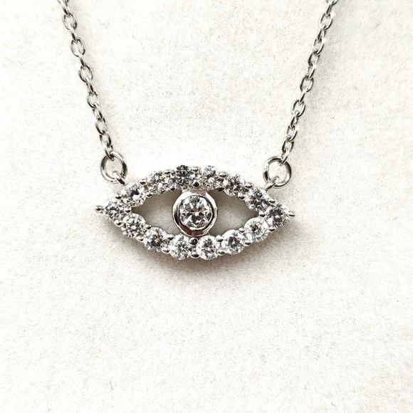 .50 Carats VS Lab Diamond Evil Eye Sterling Silver Necklace - Picture 5 of 6